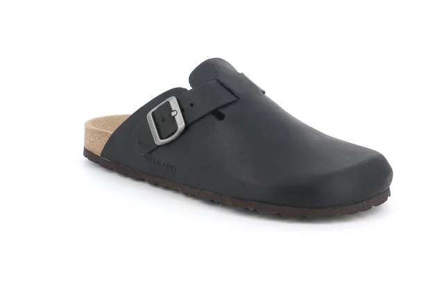 Men's slipper in greased nubuck | ROBI CB7034 - black
