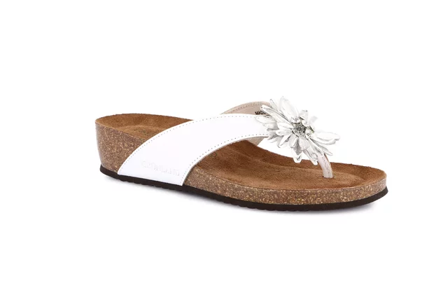 Infradito in sughero con leggera zeppa | MEMI CC0067 - bianco