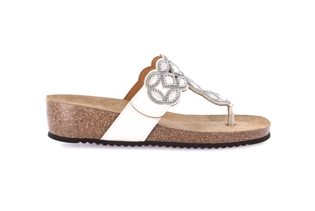 Cork flip-flops with light wedge | MEMI CC0111 - WHITE | Grünland