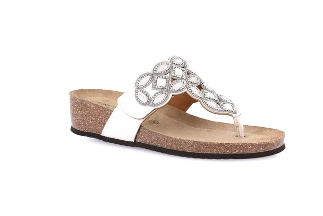 Cork flip-flops with light wedge | MEMI CC0111 - white