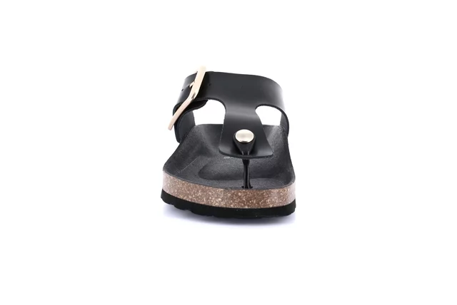 Cork flip-flops with maxi buckle CC0208 - BLACK | Grünland