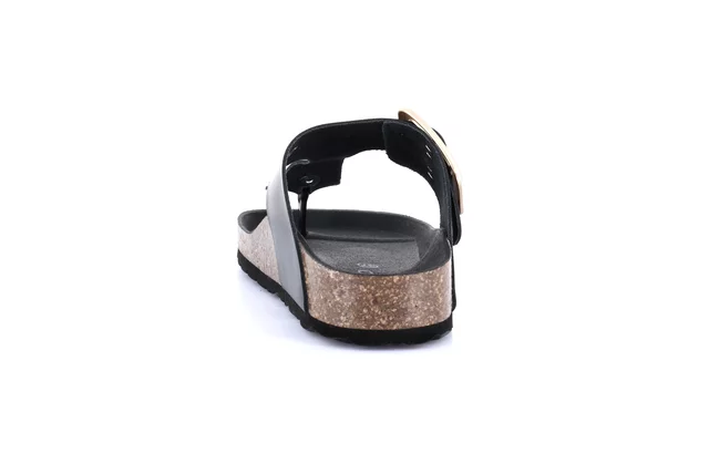 Cork flip-flops with maxi buckle CC0208 - BLACK | Grünland