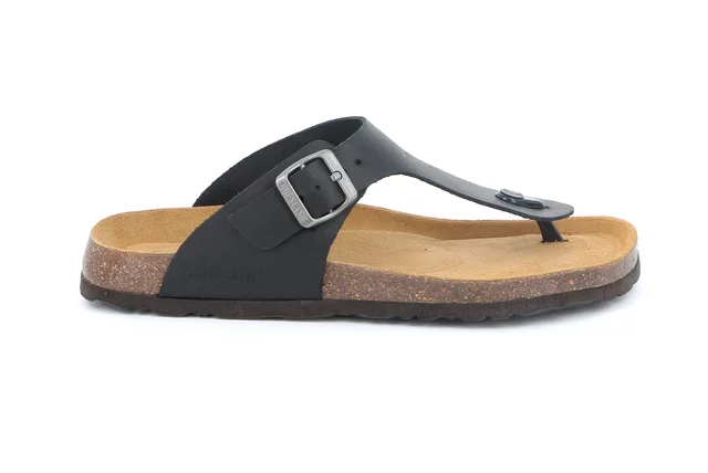 Men's Flip-Flop in Cork | BOBO CC1637 - BLACK | Grünland