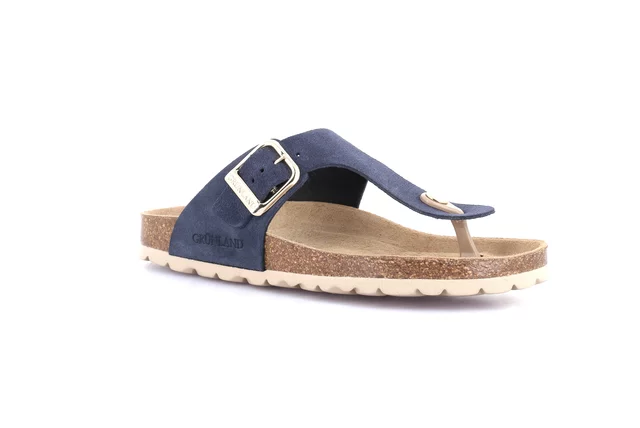 Women's suede slipper | SARA CC2632 - BLUE | Grünland