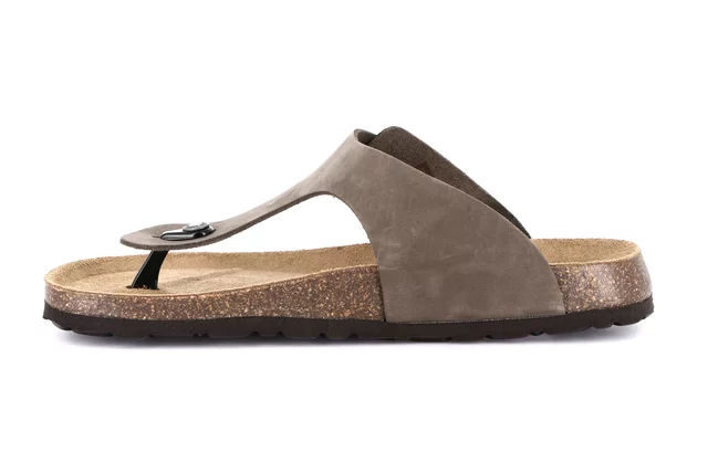 Men's flip-flop slipper in leather | BOBO CC3007 - TAUPE | Grünland