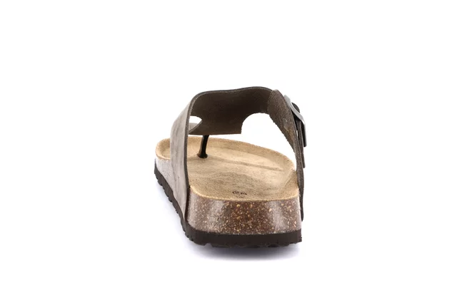 Men's flip-flop slipper in leather | BOBO CC3007 - TAUPE | Grünland