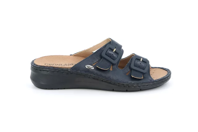 Comfort slipper in leather | DAMI CE0255 - BLUE | Grünland
