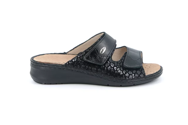 Comfort slipper in leather | DAMI CE0256 - BLACK | Grünland