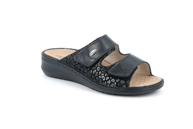 Comfort slipper in leather | DAMI CE0256 - BLACK | Grünland