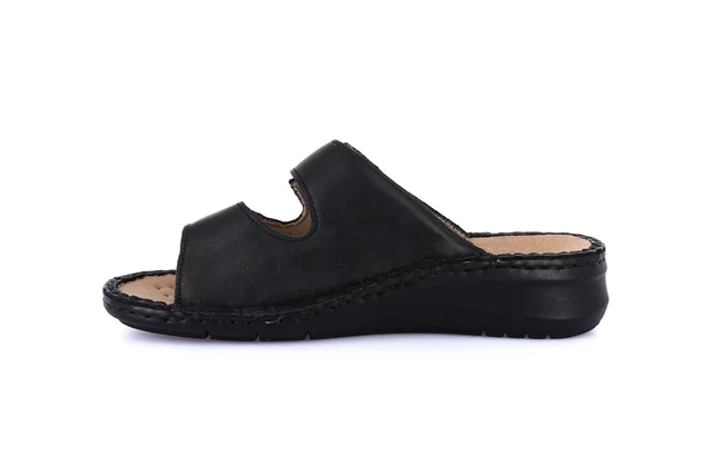 Comfort slipper in leather | DAMI CE0256 - BLACK | Grünland