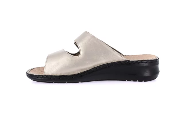 Comfort slipper in leather | DAMI CE0256 - PLATINO | Grünland