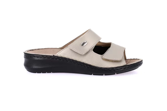 Komfort-Sandalen aus echtem Leder | DAMI CE0259 - platino