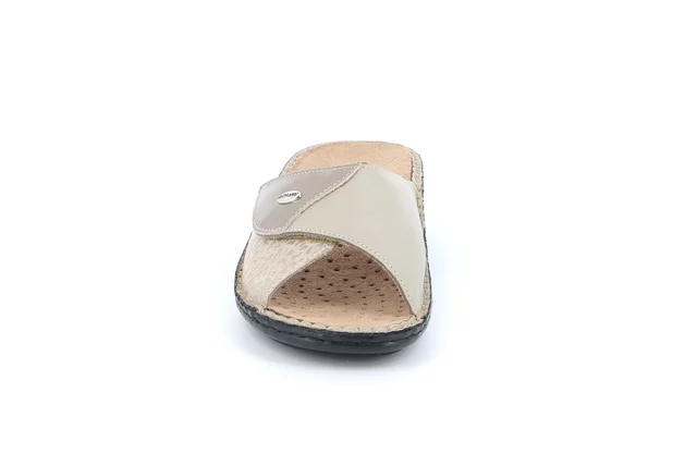 Comfort slipper in leather | DAMI CE0452 - PLATINO | Grünland