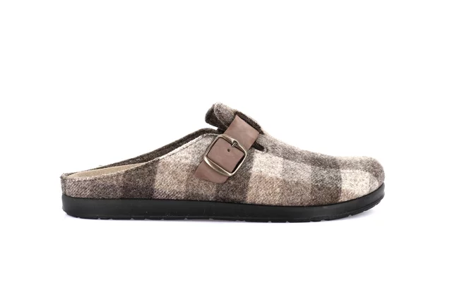 Check-pattern slipper with buckle | PONE CE0767 - TESTA DI MORO | Grünland