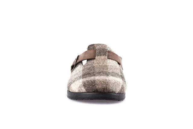 Check-pattern slipper with buckle | PONE CE0767 - TESTA DI MORO | Grünland