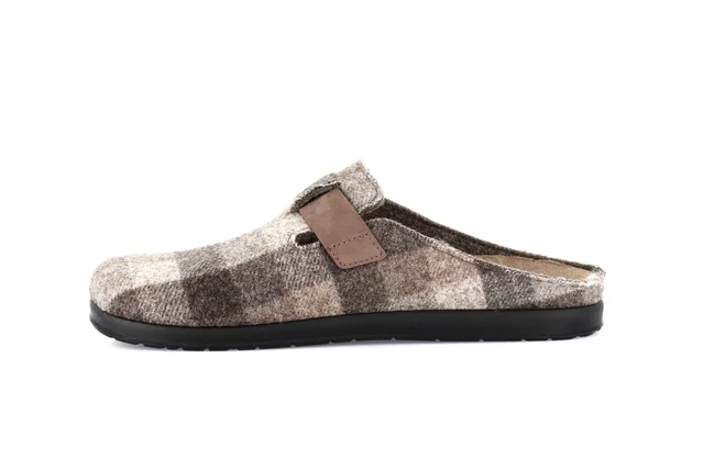 Check-pattern slipper with buckle | PONE CE0767 - TESTA DI MORO | Grünland