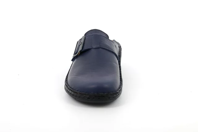 Comfort slipper in leather with buckle CE0845 - BLUE | Grünland