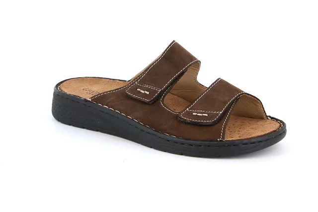 Slipper for man with double hook-and-loop closure | LEPP CE1180 - mogano