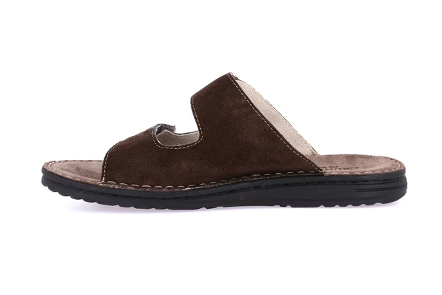 Leather slipper with double hook-and-loop | LAPO CI0870 - TESTA DI MORO | Grünland