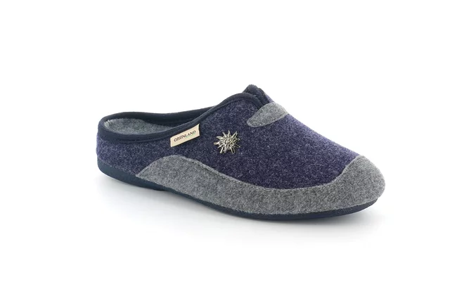 Comfort slipper, in real wool felt CI1672 - BLU-GRIGIO | Grünland
