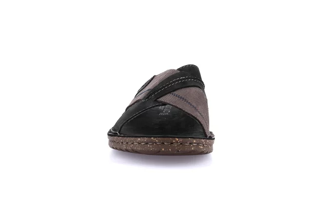 Slipper with crossed bands | LAPO CI1888 - NERO-PIOMBO | Grünland