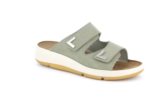 Komfort-Sandale aus Leder | TRAC CI1889 - oliva