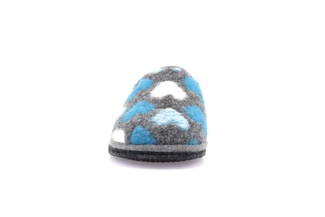 Slipper 100% wool felt | KLOS CI1902 - ANTRACITE-AZZURRO | Grünland