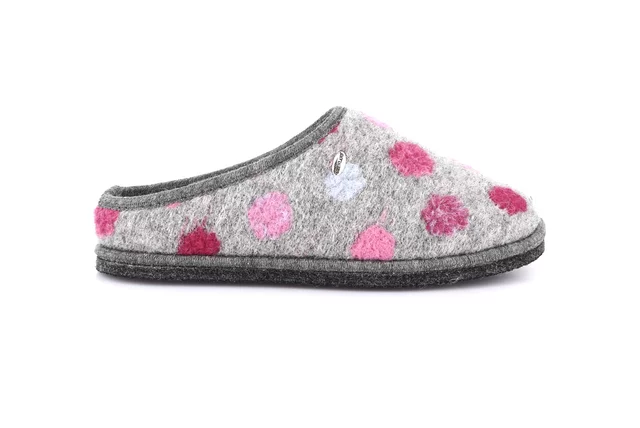 Slipper 100% wool felt | KLOS CI1902 - ANTRACITE-FUXIA | Grünland