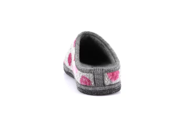 Slipper 100% wool felt | KLOS CI1902 - ANTRACITE-FUXIA | Grünland