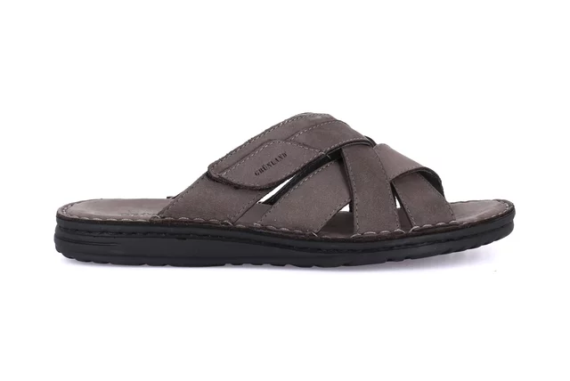 Men's slipper with crossed bands | LAPO CI2498 - PIOMBO | Grünland