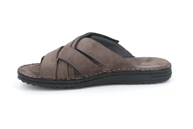 Men's slipper with crossed bands | LAPO CI2498 - PIOMBO | Grünland
