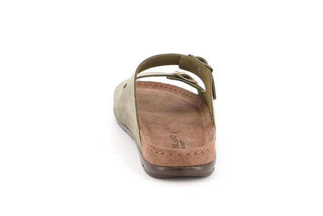 Men's slipper with double buckle | SIRU  CI2500 - OLIVA | Grünland