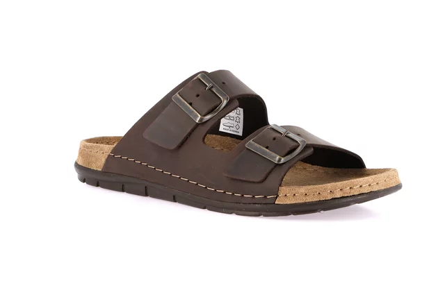 Men's slipper with double buckle | SIRU  CI2500 - testa di moro