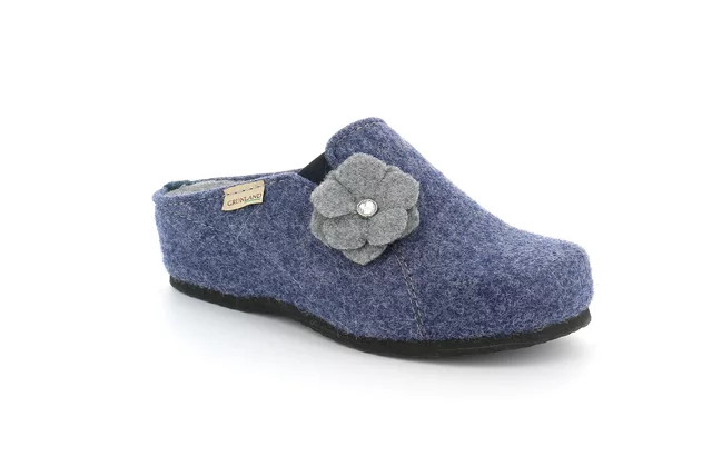 Slipper with wool flower | GABY CI2564 - BLUE | Grünland