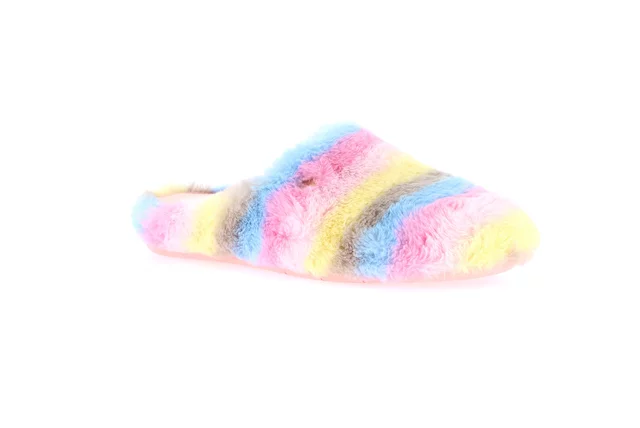 Ciabatta peluche arcobaleno | GAGA CI2593 - rosa multi