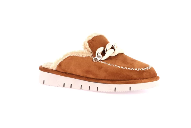 Suede slipper with chain | LOXI CI2608 - cuoio