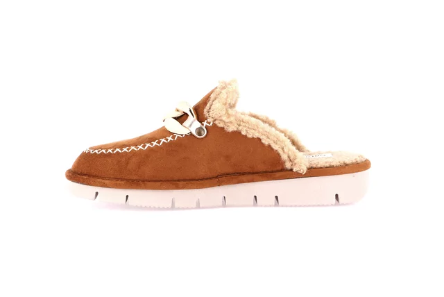 Suede slipper with chain | LOXI CI2608 - CUOIO | Grünland