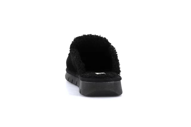 Suede slipper with chain | LOXI CI2608 - BLACK | Grünland