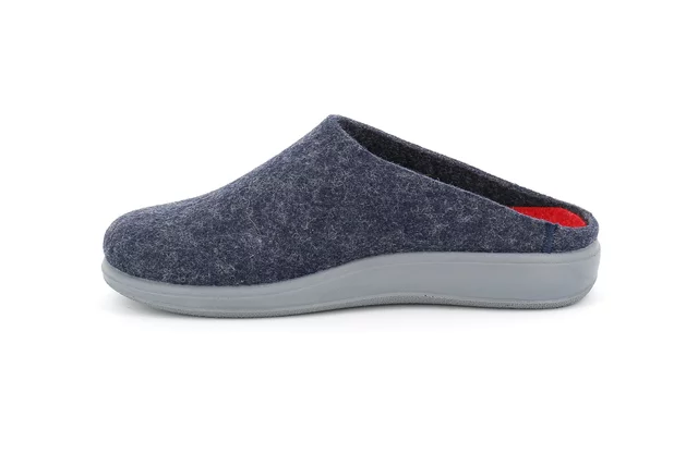 Basic slipper for women in real wool felt CI2618 - BLU-ROSSO | Grünland