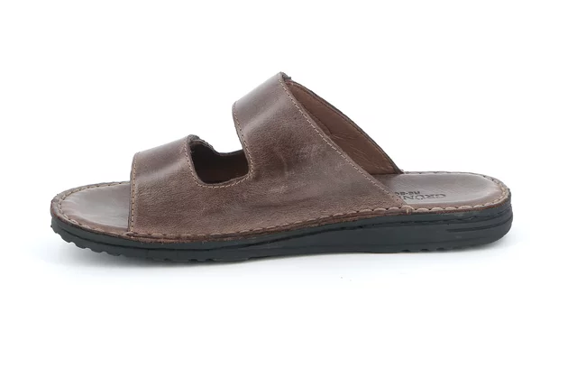 Men's leather slipper | LAPO CI2691 - CAFFE' | Grünland