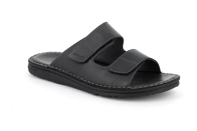 Men's leather slipper | LAPO CI2691 - BLACK | Grünland