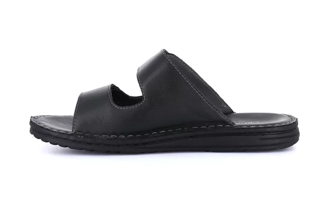 Men's leather slipper | LAPO CI2691 - BLACK | Grünland