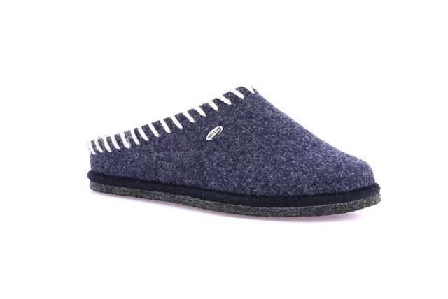 Felt slipper with contrasting threads CI2937 - BLU-GRIGIO | Grünland