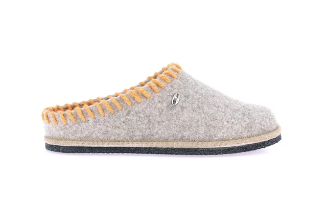 Felt slipper with contrasting threads CI2937 - SABBIA-MATTONE | Grünland