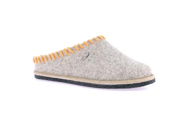 Felt slipper with contrasting threads CI2937 - SABBIA-MATTONE | Grünland