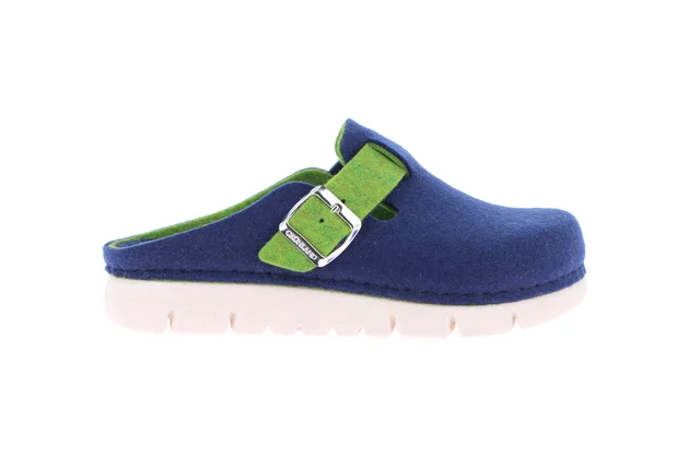 Ciabatta in feltro riciclato | HATE CI2953 - BLU-VERDE | Grünland