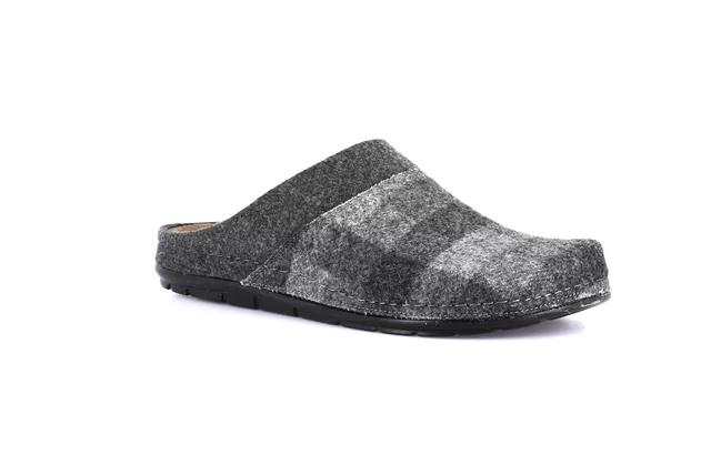 Men's slipper with check pattern | SIRU CI2959 - BLACK | Grünland