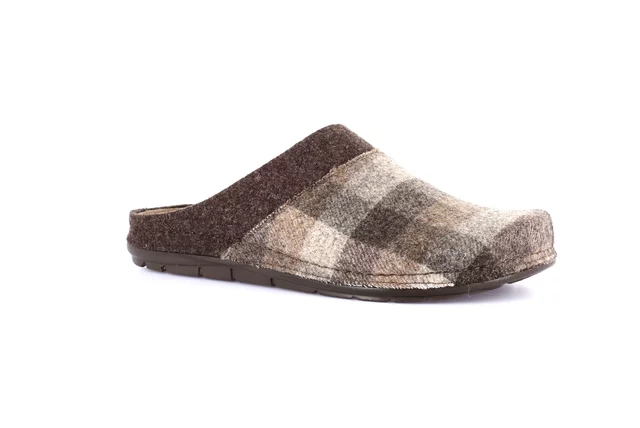 Men's slipper with check pattern | SIRU CI2959 - TESTA DI MORO | Grünland