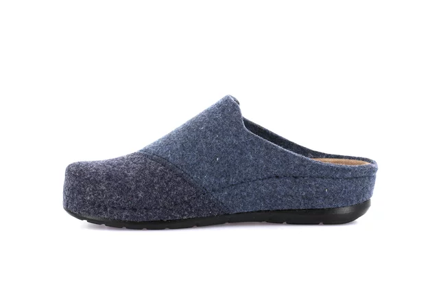 Recycled wool slipper with wedge | PRAU CI2966 - BLU-MULTI | Grünland