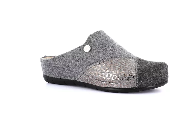 Recycled wool slipper with wedge | PRAU CI2966 - GRIGIO-MULTI | Grünland